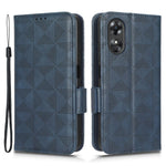 For Oppo A17 4G Imprinted Triangle Pattern PU Leather Stand Case Shockproof Phone Wallet Cover with Hand Strap