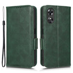 For Oppo A17 4G Imprinted Triangle Pattern PU Leather Stand Case Shockproof Phone Wallet Cover with Hand Strap
