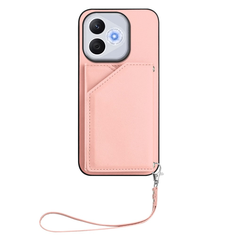For Honor X70i / Honor 400 Lite 5G Case Card Holder Kickstand Skin-Touch Phone Cover with Wrist Strap