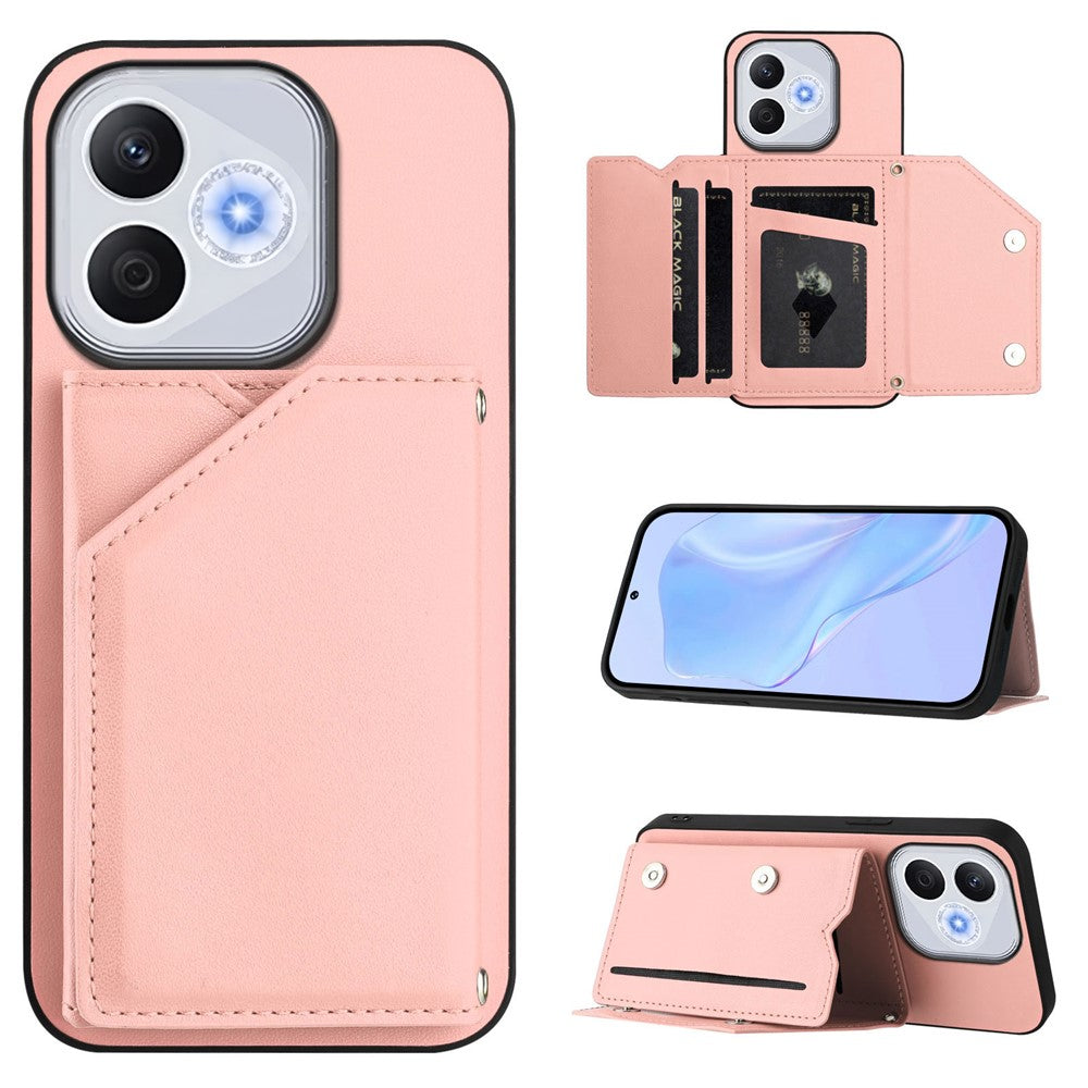 For Honor X70i / Honor 400 Lite 5G Case Card Holder Kickstand Skin-Touch Phone Cover with Wrist Strap
