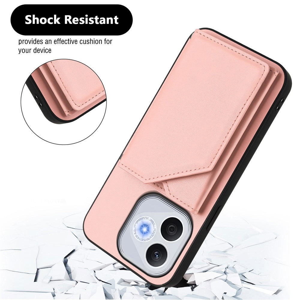 For Honor X70i / Honor 400 Lite 5G Case Card Holder Kickstand Skin-Touch Phone Cover with Wrist Strap