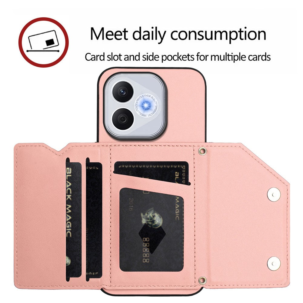 For Honor X70i / Honor 400 Lite 5G Case Card Holder Kickstand Skin-Touch Phone Cover with Wrist Strap