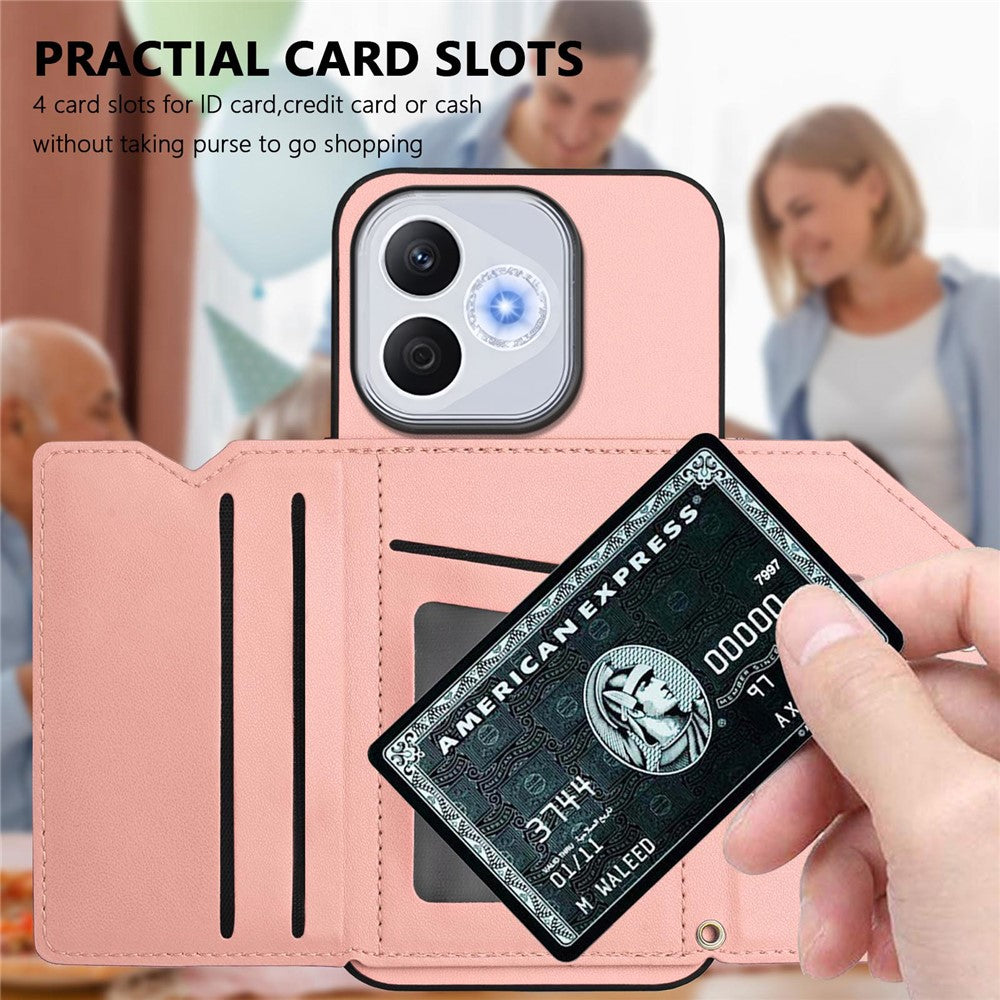 For Honor X70i / Honor 400 Lite 5G Case Card Holder Kickstand Skin-Touch Phone Cover with Wrist Strap