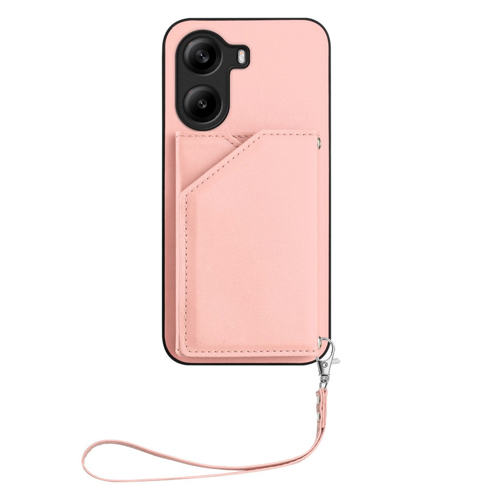 For Xiaomi Poco X7 Pro 5G Case Card Holder Kickstand Skin-Touch Phone Cover with Wrist Strap