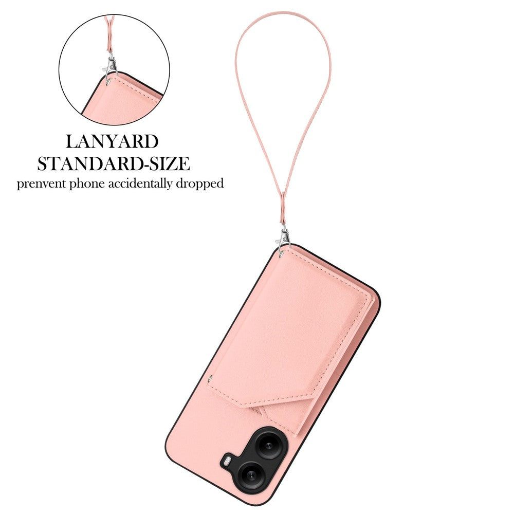 For Xiaomi Poco X7 Pro 5G Case Card Holder Kickstand Skin-Touch Phone Cover with Wrist Strap