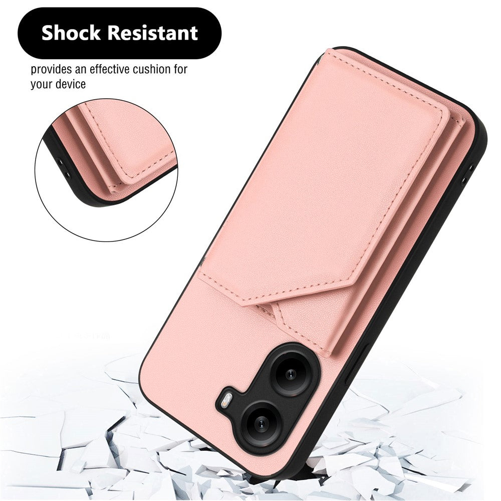 For Xiaomi Poco X7 Pro 5G Case Card Holder Kickstand Skin-Touch Phone Cover with Wrist Strap