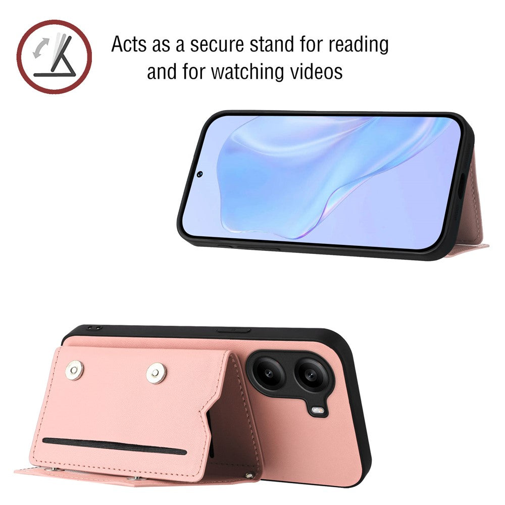 For Xiaomi Poco X7 Pro 5G Case Card Holder Kickstand Skin-Touch Phone Cover with Wrist Strap