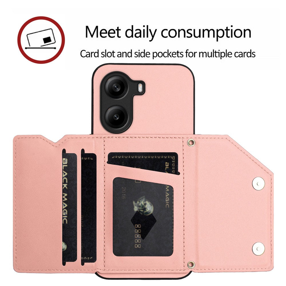 For Xiaomi Poco X7 Pro 5G Case Card Holder Kickstand Skin-Touch Phone Cover with Wrist Strap