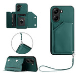 For Xiaomi Poco X7 Pro 5G Case Card Holder Kickstand Skin-Touch Phone Cover with Wrist Strap