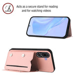 For Samsung Galaxy M56 5G Case Card Holder Kickstand Skin-Touch Phone Cover with Wrist Strap
