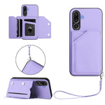 For Samsung Galaxy M56 5G Case Card Holder Kickstand Skin-Touch Phone Cover with Wrist Strap