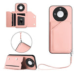 For Honor X60 5G / Honor X9c Smart 5G Case Card Holder Kickstand Skin-Touch Phone Cover with Wrist Strap