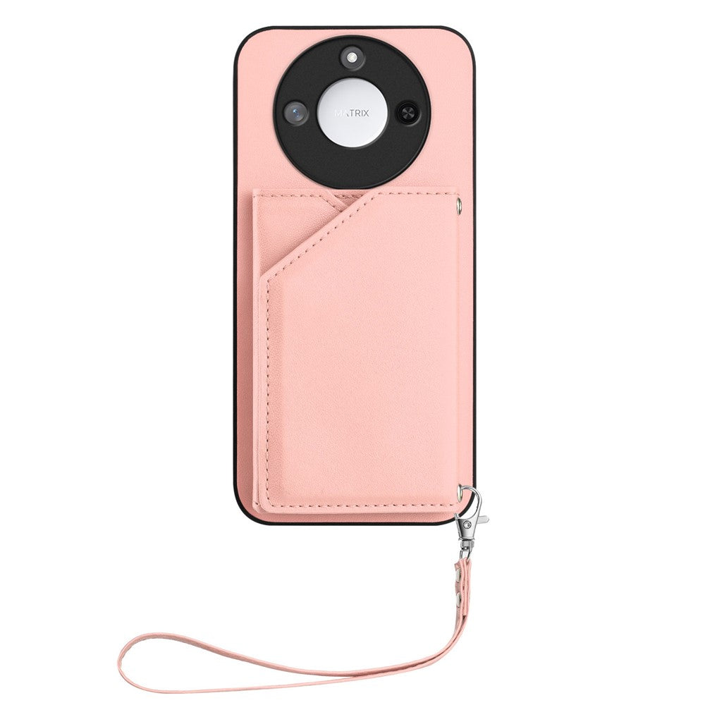 For Honor X60 5G / Honor X9c Smart 5G Case Card Holder Kickstand Skin-Touch Phone Cover with Wrist Strap