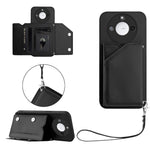For Honor X60 5G / Honor X9c Smart 5G Case Card Holder Kickstand Skin-Touch Phone Cover with Wrist Strap