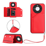 For Honor X60 5G / Honor X9c Smart 5G Case Card Holder Kickstand Skin-Touch Phone Cover with Wrist Strap