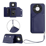 For Honor X60 5G / Honor X9c Smart 5G Case Card Holder Kickstand Skin-Touch Phone Cover with Wrist Strap