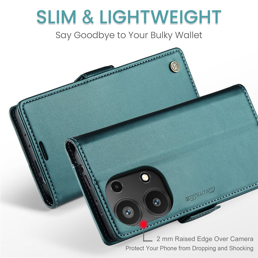 CASEME För Xiaomi Redmi Note 13 Pro 4G Skal 023 Serien RFID-blockerande Läder Plånboksfodral mobilskal