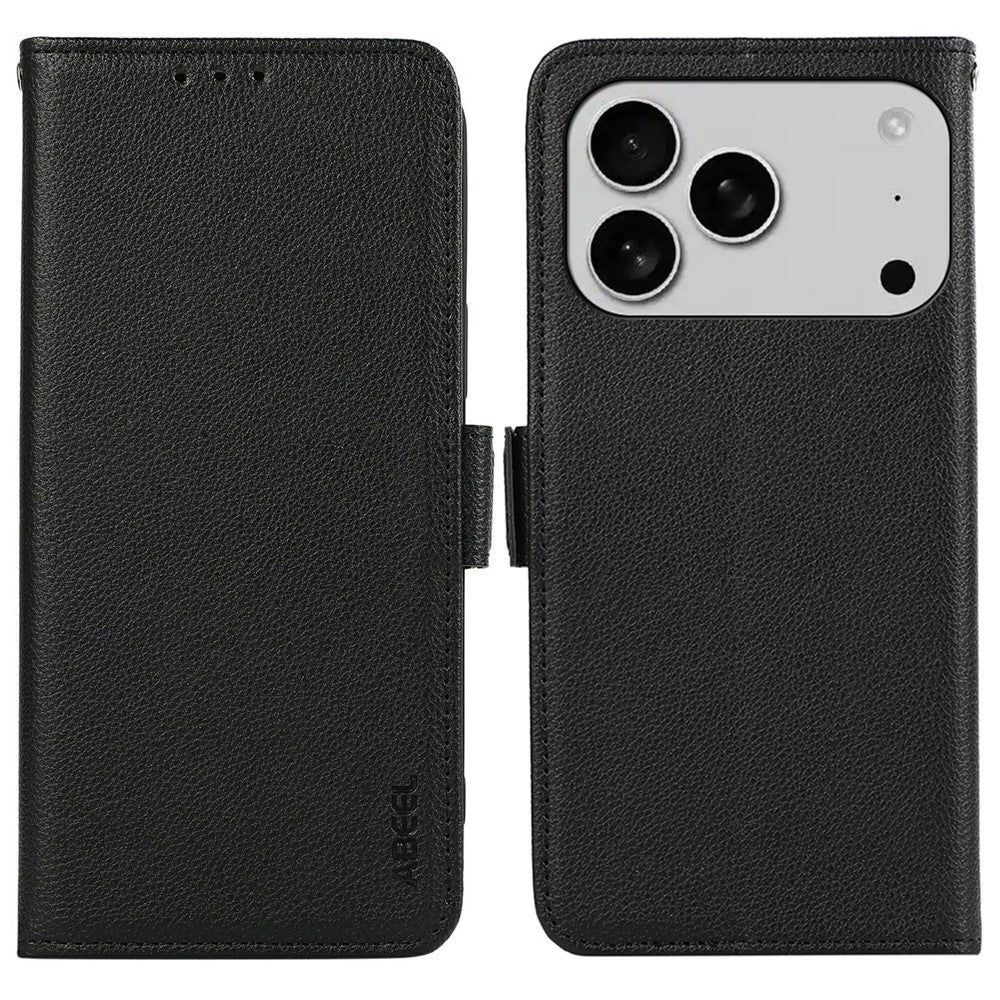 ABEEL For iPhone 18 Pro / 17 Pro Case Litchi Texture Leather RFID Blocking Phone Cover