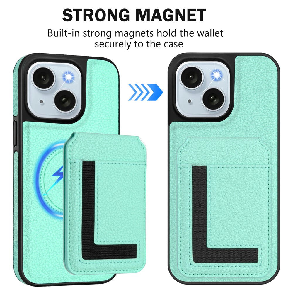 Magnetisk Cover til iPhone 15 TPU + PU-læder Bagcover til telefon med aftagelig kortholder