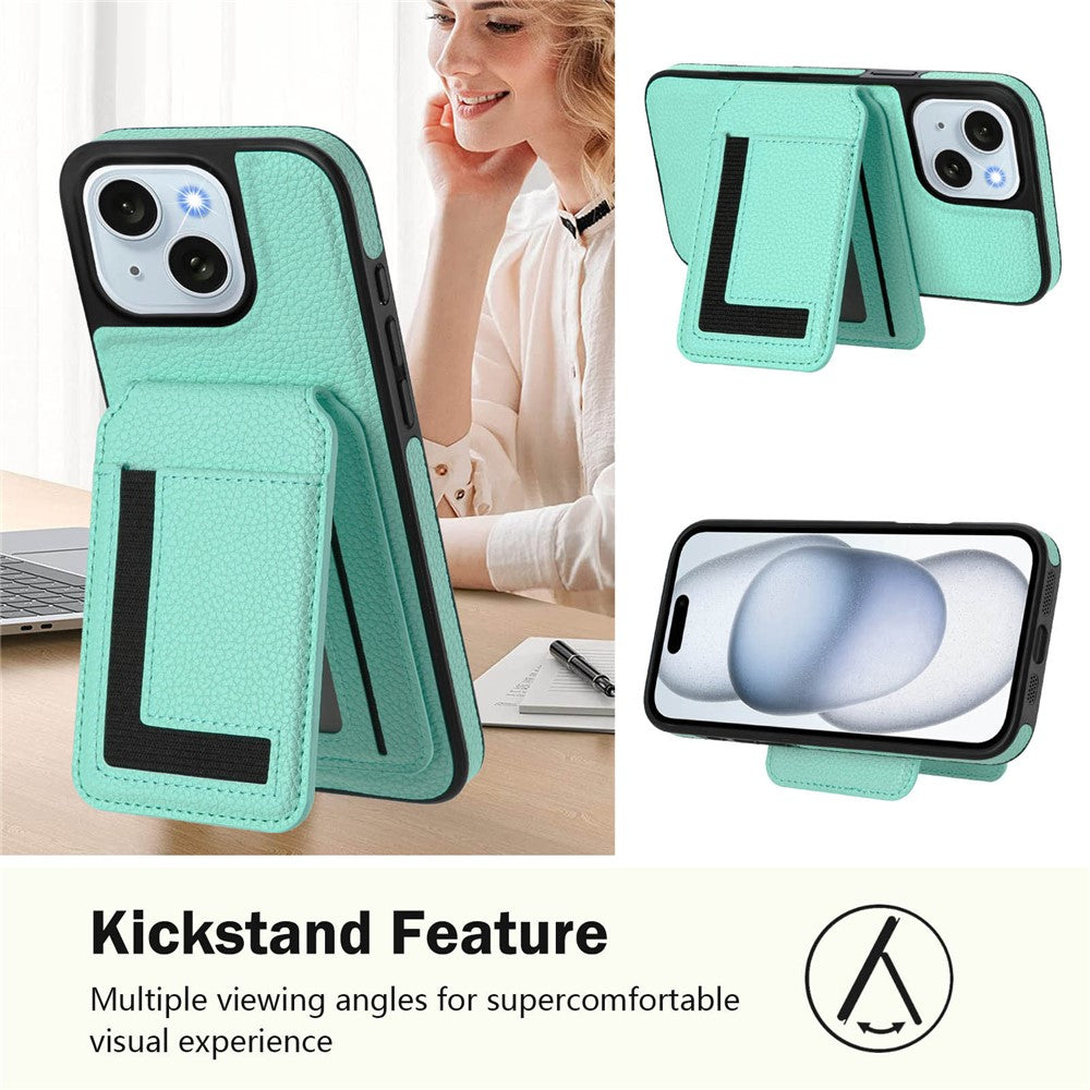 Magnetisk Cover til iPhone 15 TPU + PU-læder Bagcover til telefon med aftagelig kortholder