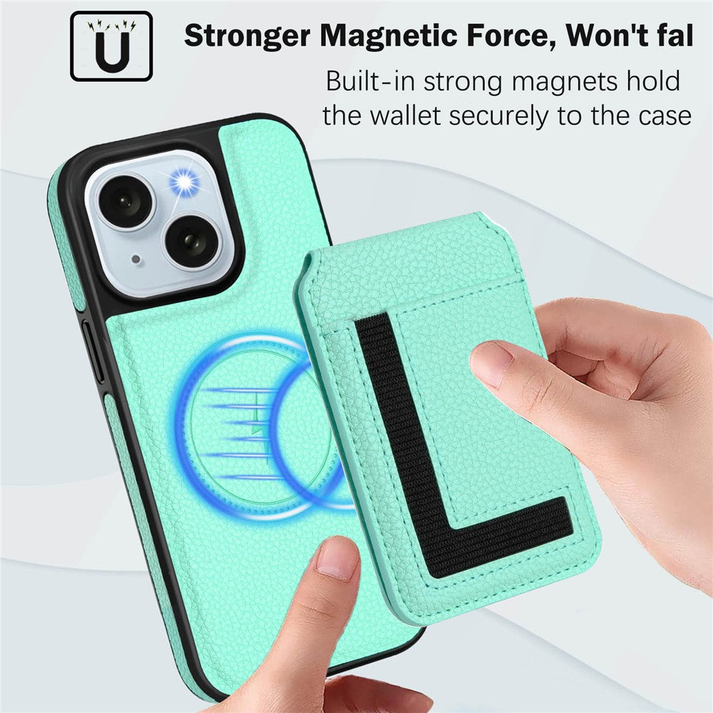 Magnetisk Cover til iPhone 15 TPU + PU-læder Bagcover til telefon med aftagelig kortholder