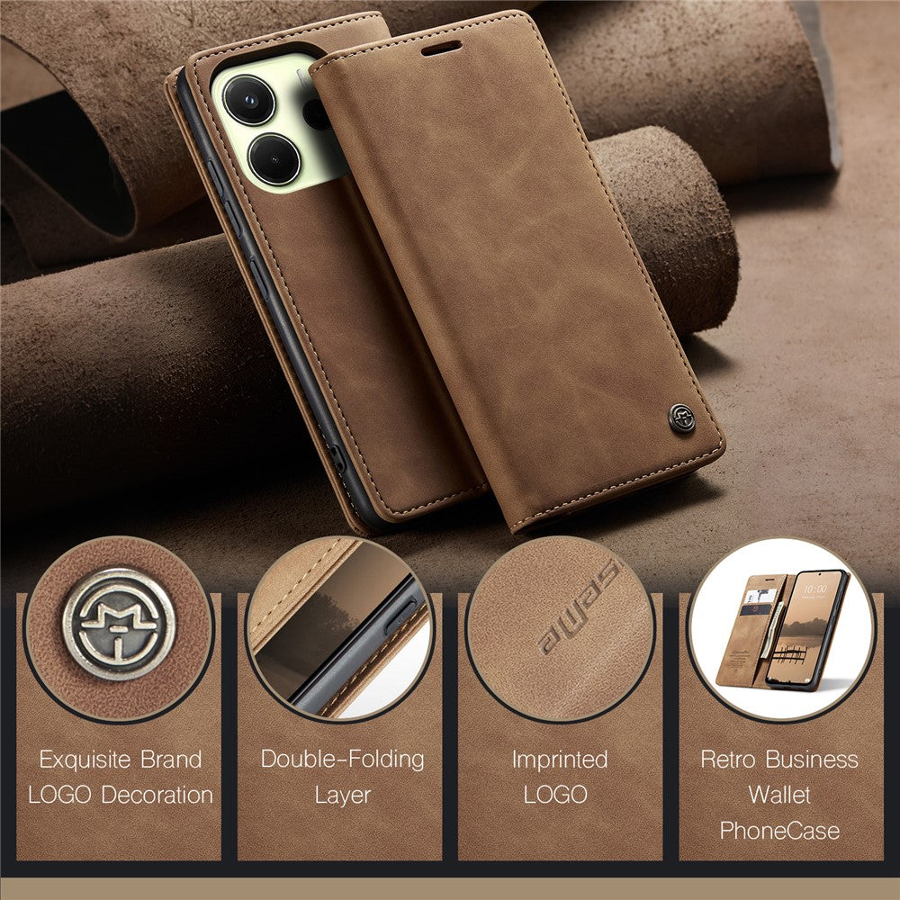 CASEME For Xiaomi Redmi Note 14 4G (164.84mm) Wallet Case  013 Series PU Leather Phone Cover Stand