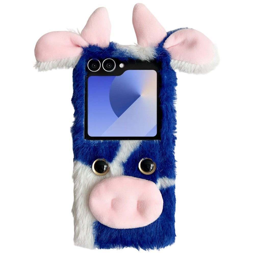 For Samsung Galaxy Z Flip7 5G Case Plush Cow Hard PC Protective Phone Cover