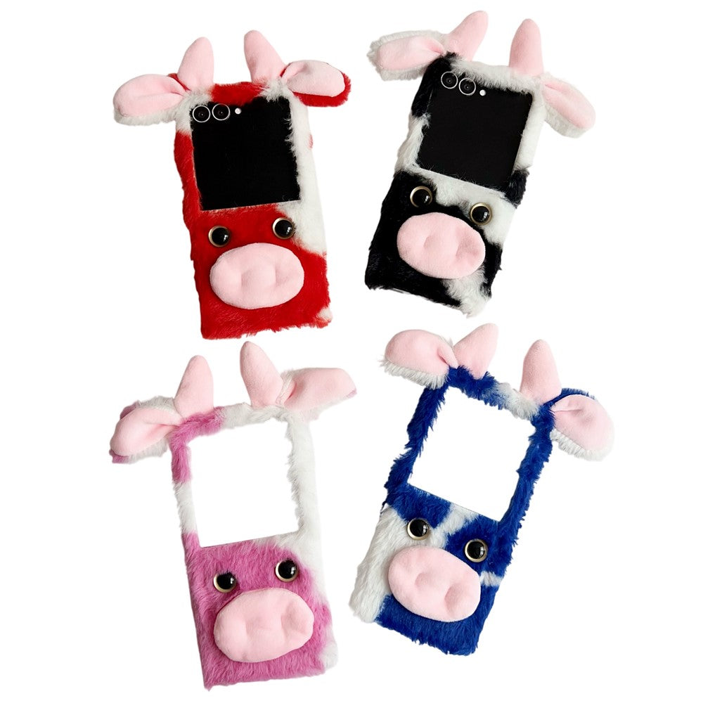 For Samsung Galaxy Z Flip7 5G Case Plush Cow Hard PC Protective Phone Cover