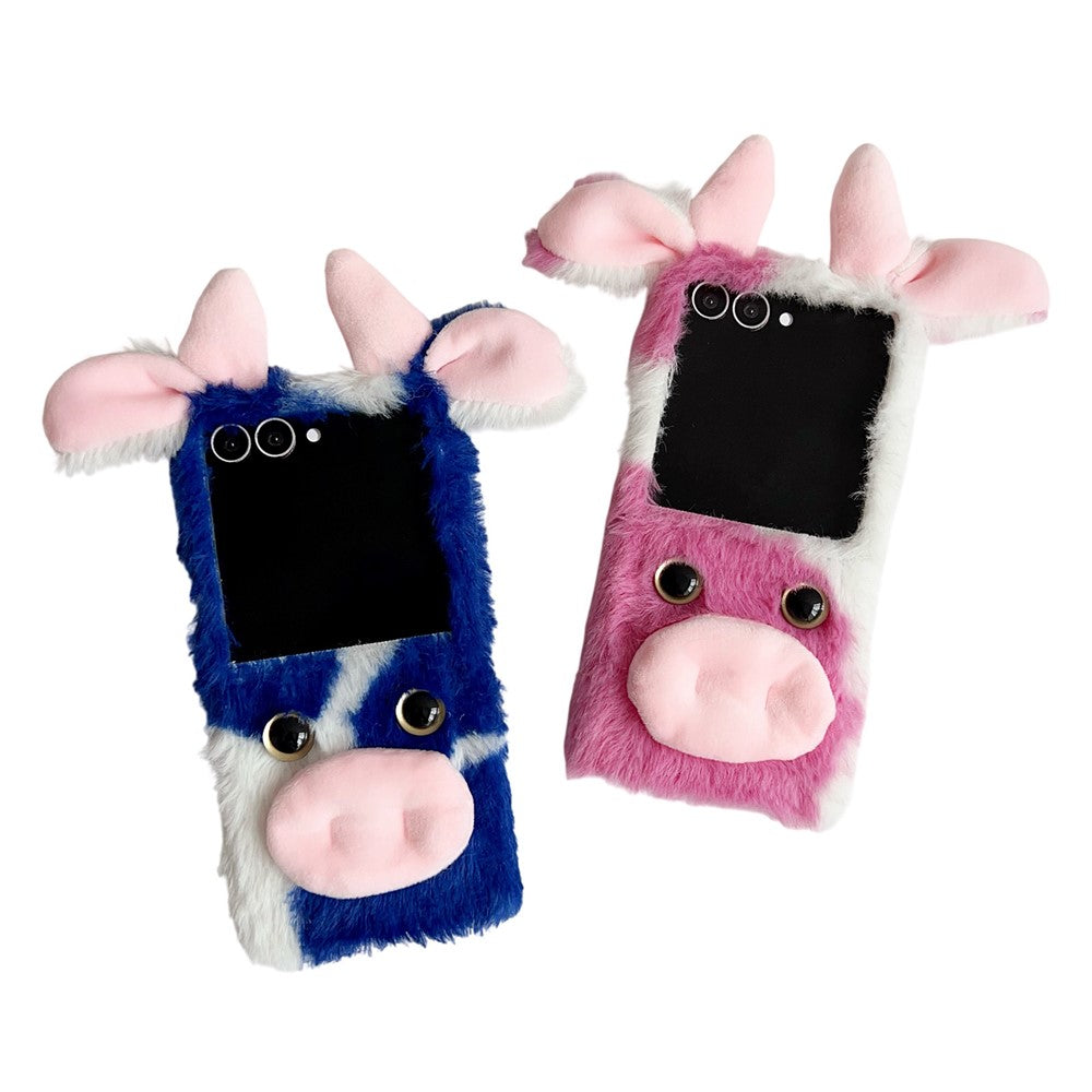 For Samsung Galaxy Z Flip7 5G Case Plush Cow Hard PC Protective Phone Cover