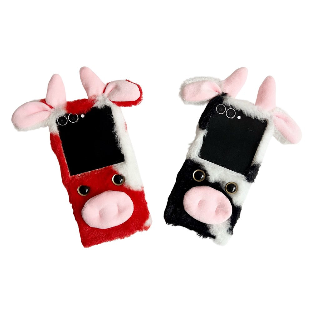For Samsung Galaxy Z Flip7 5G Case Plush Cow Hard PC Protective Phone Cover