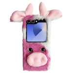 For Samsung Galaxy Z Flip7 5G Case Plush Cow Hard PC Protective Phone Cover