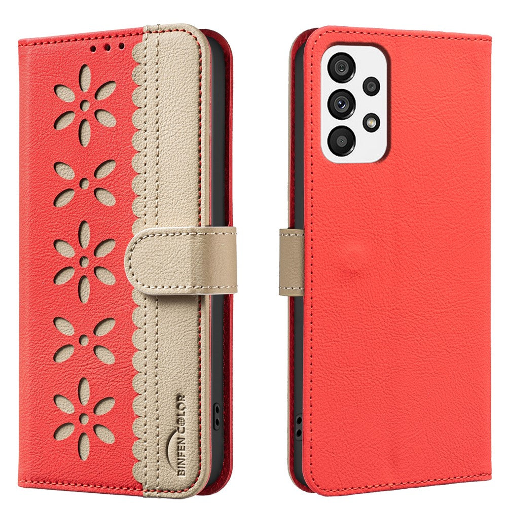 BINFEN COLOR For Samsung Galaxy A53 5G Leather Case BF36 Floral Pattern Phone Cover RFID Blocking Wallet Stand