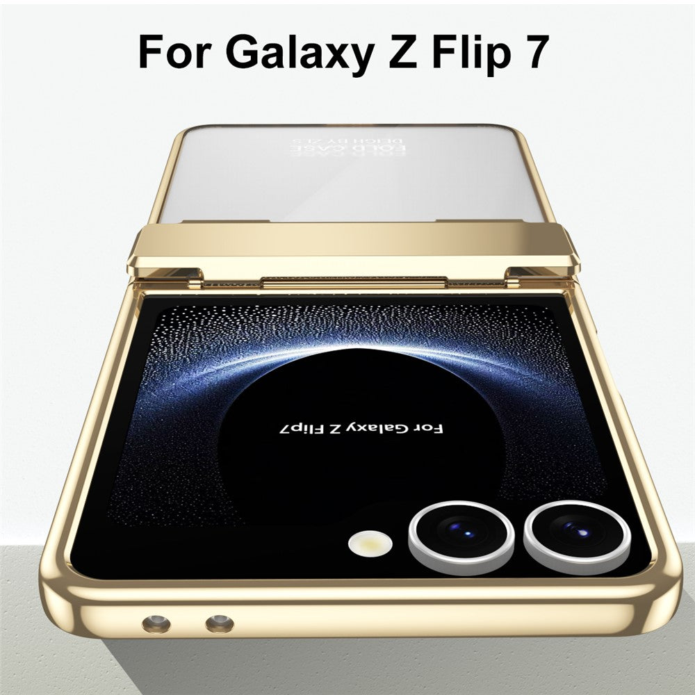 Til Samsung Galaxy Z Flip7 5G Cover Galvanisering PC Foldbart Telefoncover med Skærmbeskytter