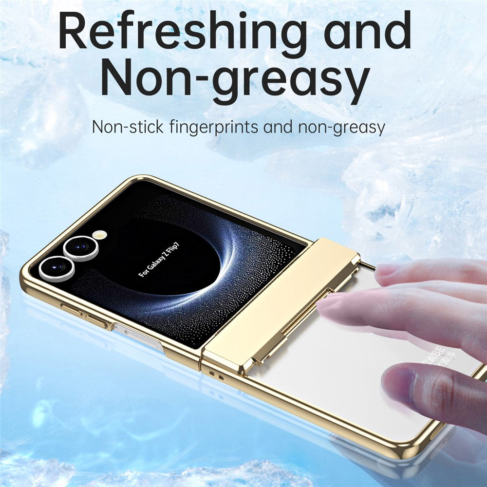 Til Samsung Galaxy Z Flip7 5G Cover Galvanisering PC Foldbart Telefoncover med Skærmbeskytter