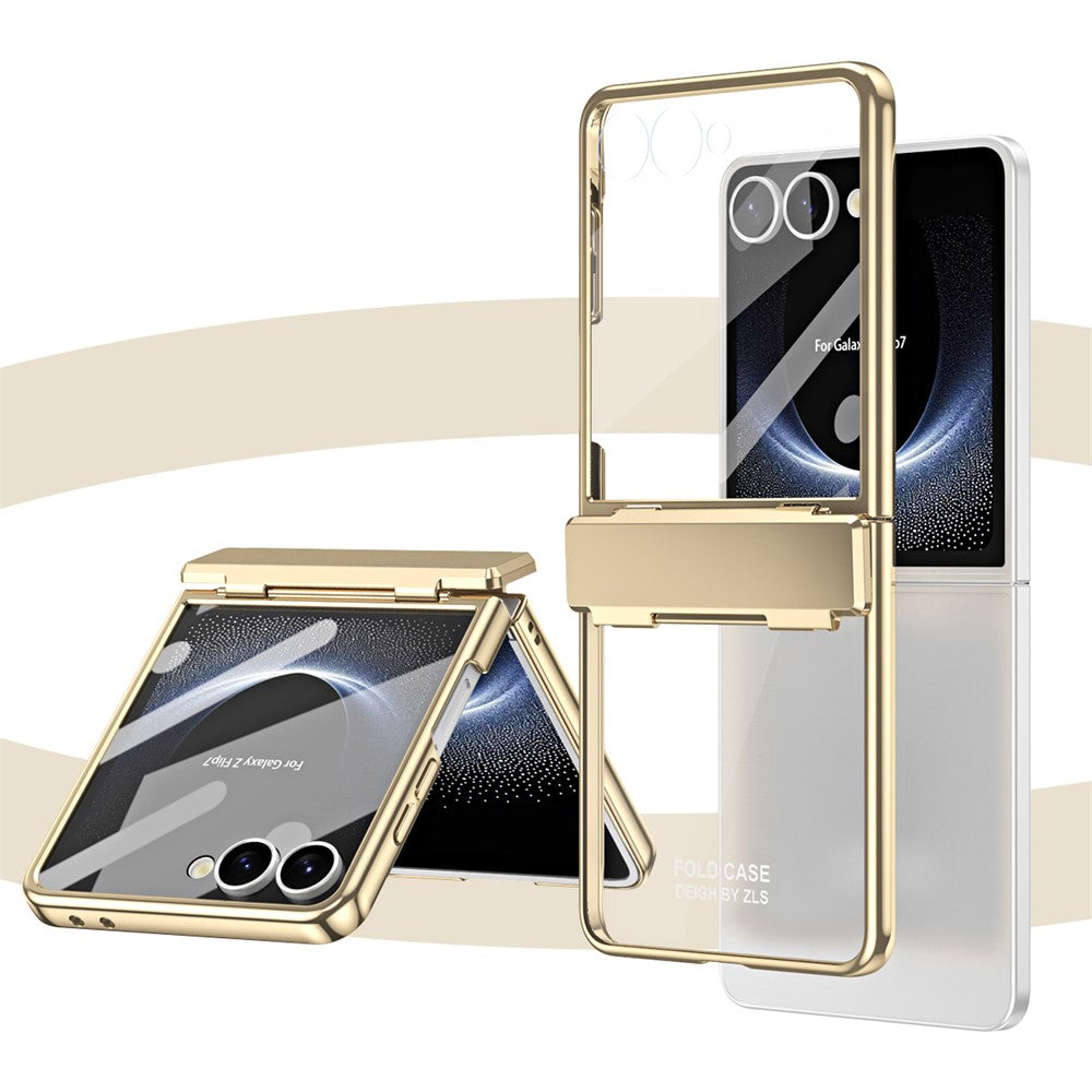 Til Samsung Galaxy Z Flip7 5G Cover Galvanisering PC Foldbart Telefoncover med Skærmbeskytter