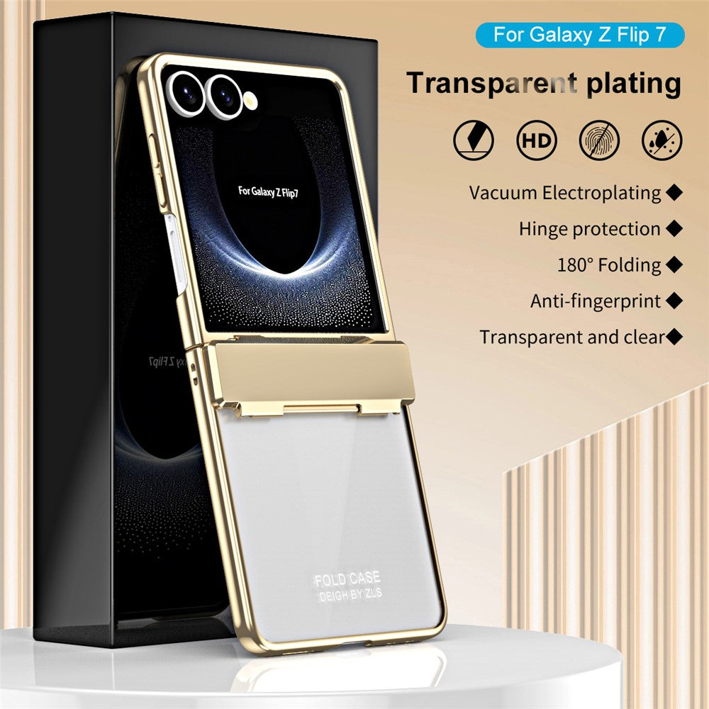Til Samsung Galaxy Z Flip7 5G Cover Galvanisering PC Foldbart Telefoncover med Skærmbeskytter