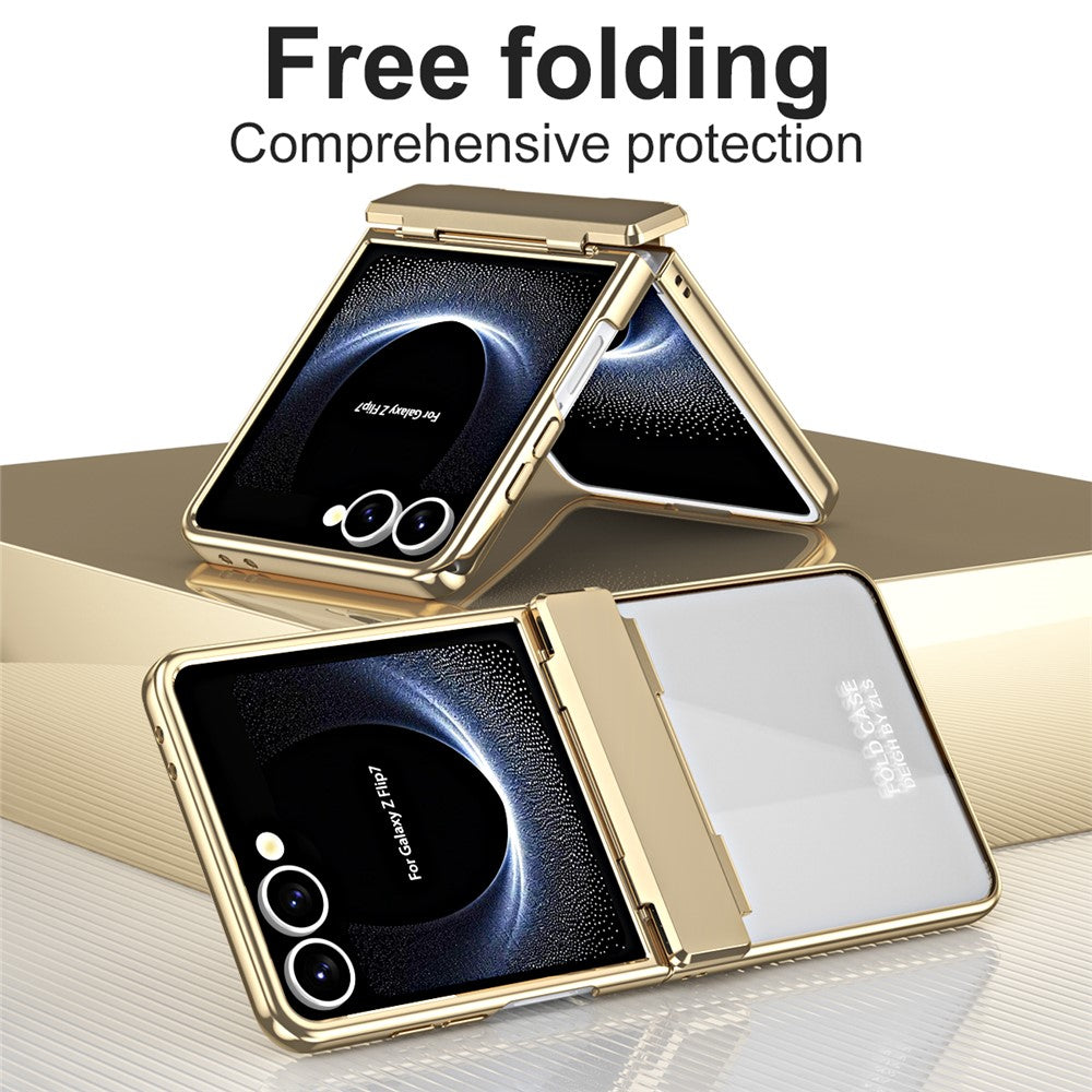 Til Samsung Galaxy Z Flip7 5G Cover Galvanisering PC Foldbart Telefoncover med Skærmbeskytter