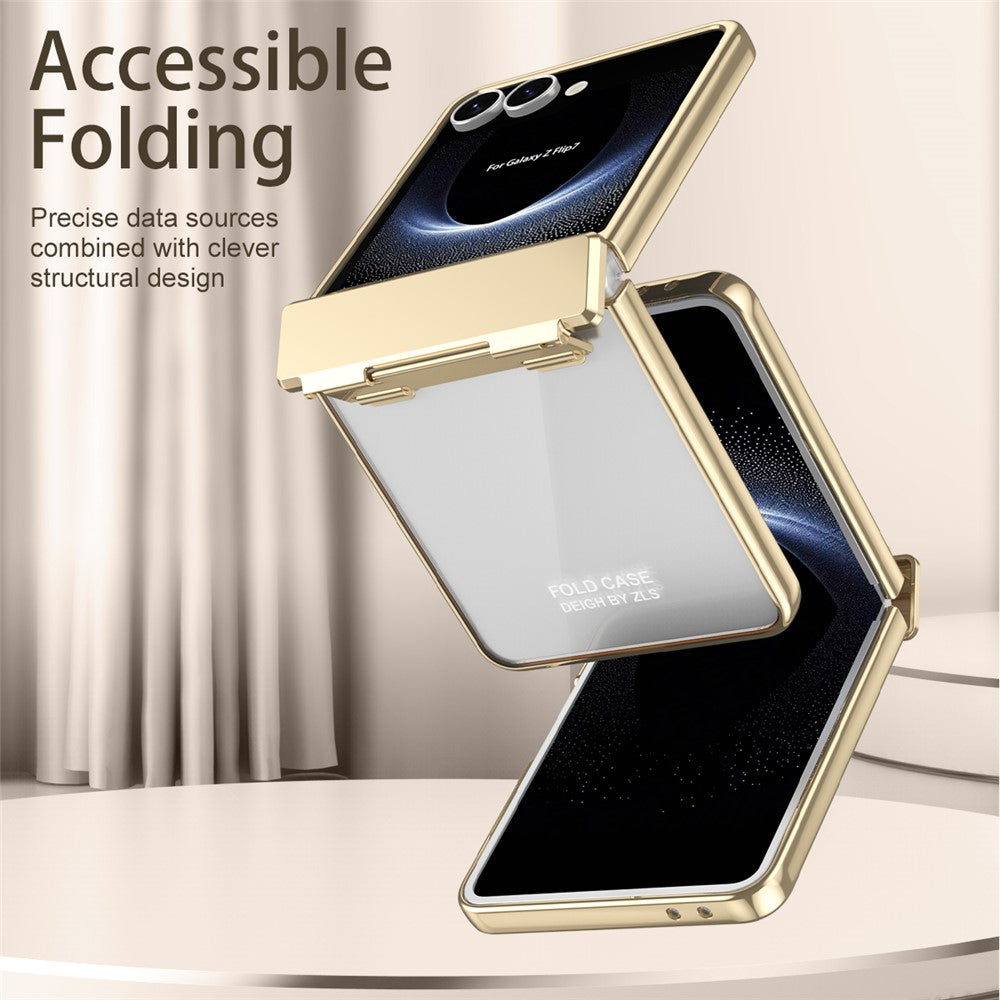 Til Samsung Galaxy Z Flip7 5G Cover Galvanisering PC Foldbart Telefoncover med Skærmbeskytter