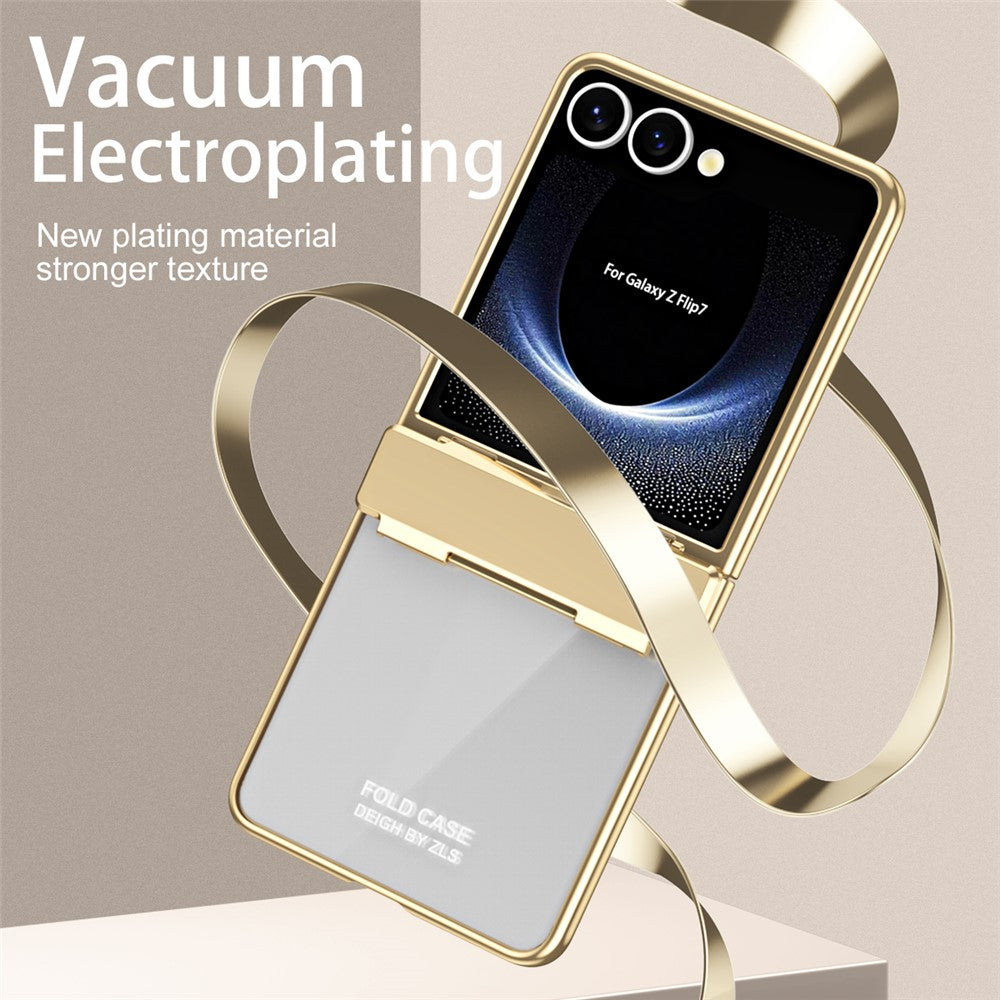 Til Samsung Galaxy Z Flip7 5G Cover Galvanisering PC Foldbart Telefoncover med Skærmbeskytter