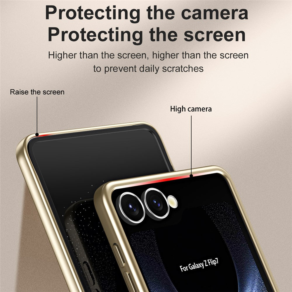 Til Samsung Galaxy Z Flip7 5G etui Elektrobelægning Hard PC beskyttende telefoncover med skærmbeskytter