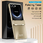 Til Samsung Galaxy Z Flip7 5G etui Elektrobelægning Hard PC beskyttende telefoncover med skærmbeskytter