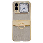 For Huawei nova Flip 5G Case with Ring Holder Ripple Texture Hard PC Electroplating Phone Cover