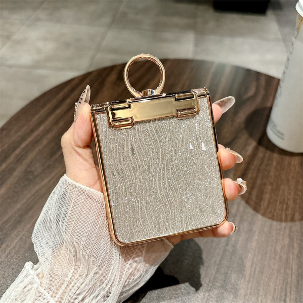 For Huawei nova Flip 5G Case with Ring Holder Ripple Texture Hard PC Electroplating Phone Cover