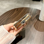 For Huawei nova Flip 5G Case with Ring Holder Ripple Texture Hard PC Electroplating Phone Cover