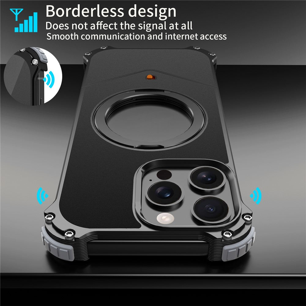 For iPhone 13 Pro Max Case PC + Metal Boardless Phone Back Cover with Kickstand