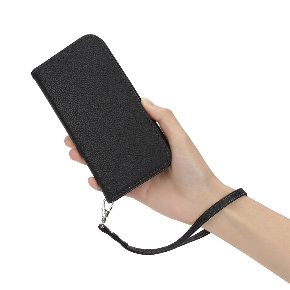 Stativcover til iPhone SE (2022) / (2020) / 8 / 7 Litchi-tekstur læder flip-telefoncover med rem / pung