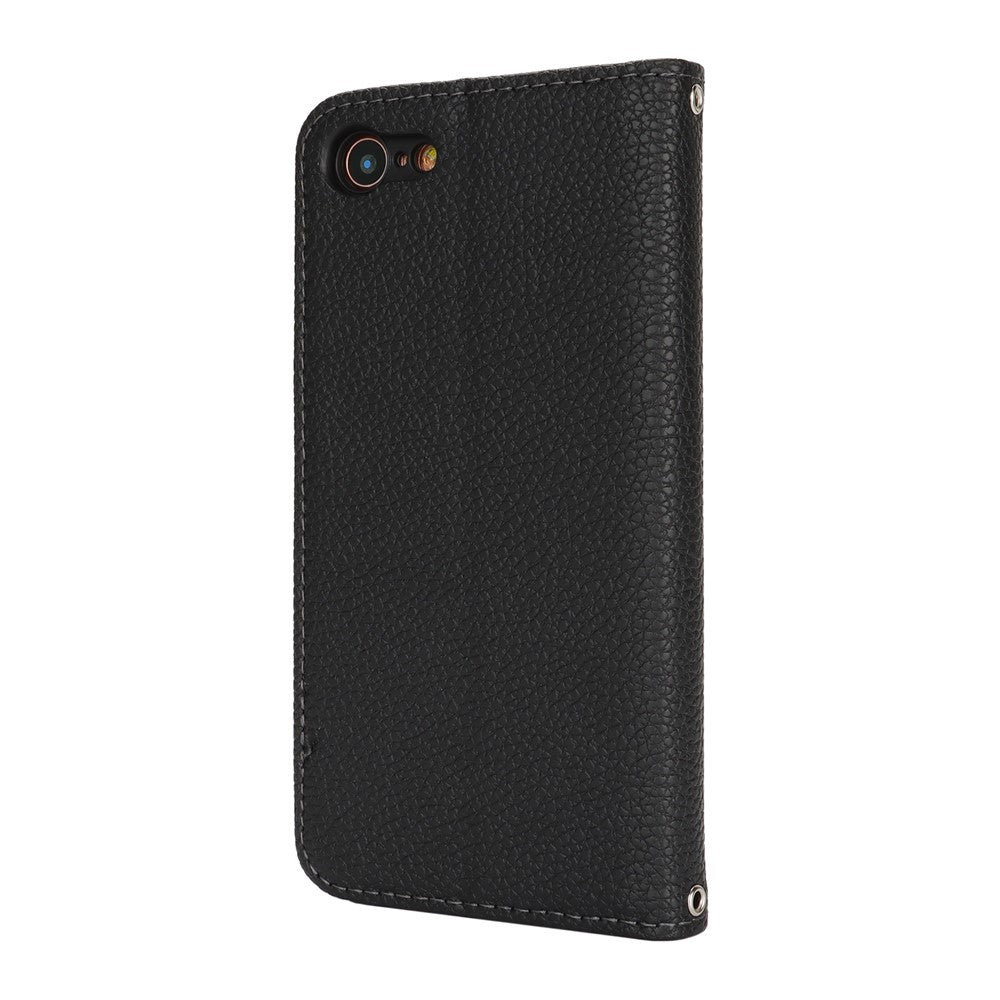 Stativcover til iPhone SE (2022) / (2020) / 8 / 7 Litchi-tekstur læder flip-telefoncover med rem / pung