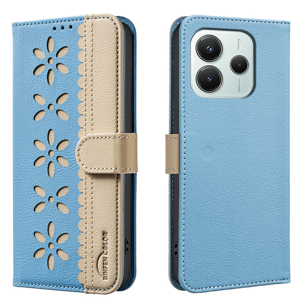BINFEN COLOR For Xiaomi Poco M7 Pro 5G / Xiaomi Redmi Note 14 5G Leather Case  BF36 Floral Pattern Phone Cover RFID Blocking Wallet Stand