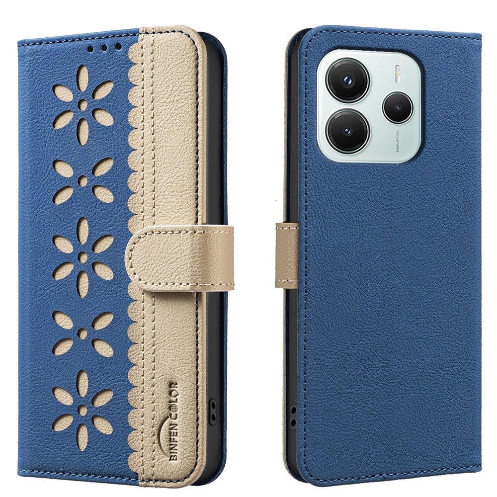 BINFEN COLOR For Xiaomi Poco M7 Pro 5G / Xiaomi Redmi Note 14 5G Leather Case  BF36 Floral Pattern Phone Cover RFID Blocking Wallet Stand