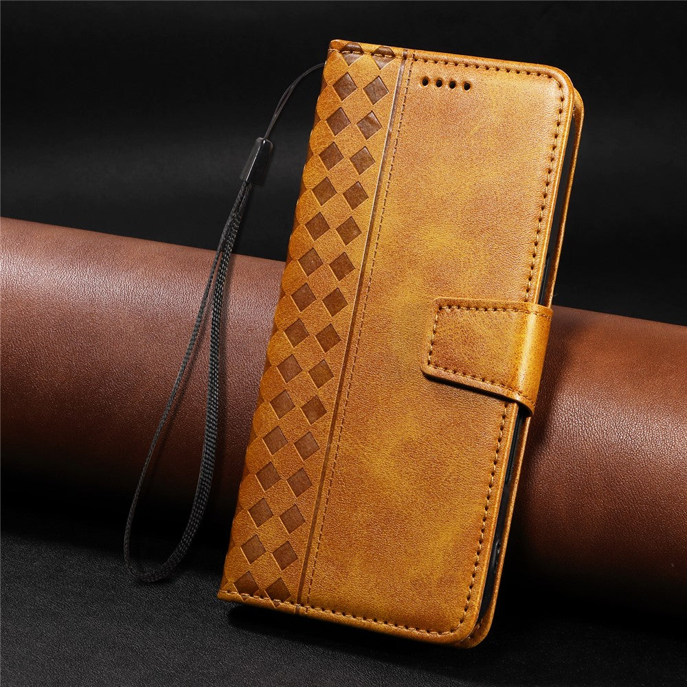 For Oppo Find X8 Pro 5G Leather Case Wallet Stand Grids Imprinted Phone Cover with Strap